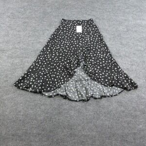 Short Story Skirt Womens XSP Black Floral Maxi Lined Chiffon Elastic Waist NWT